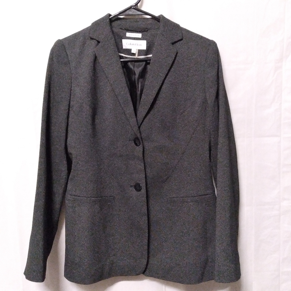 🦋 Calvin Klein Stretch Blazer Suit Jacket Gray Size 4